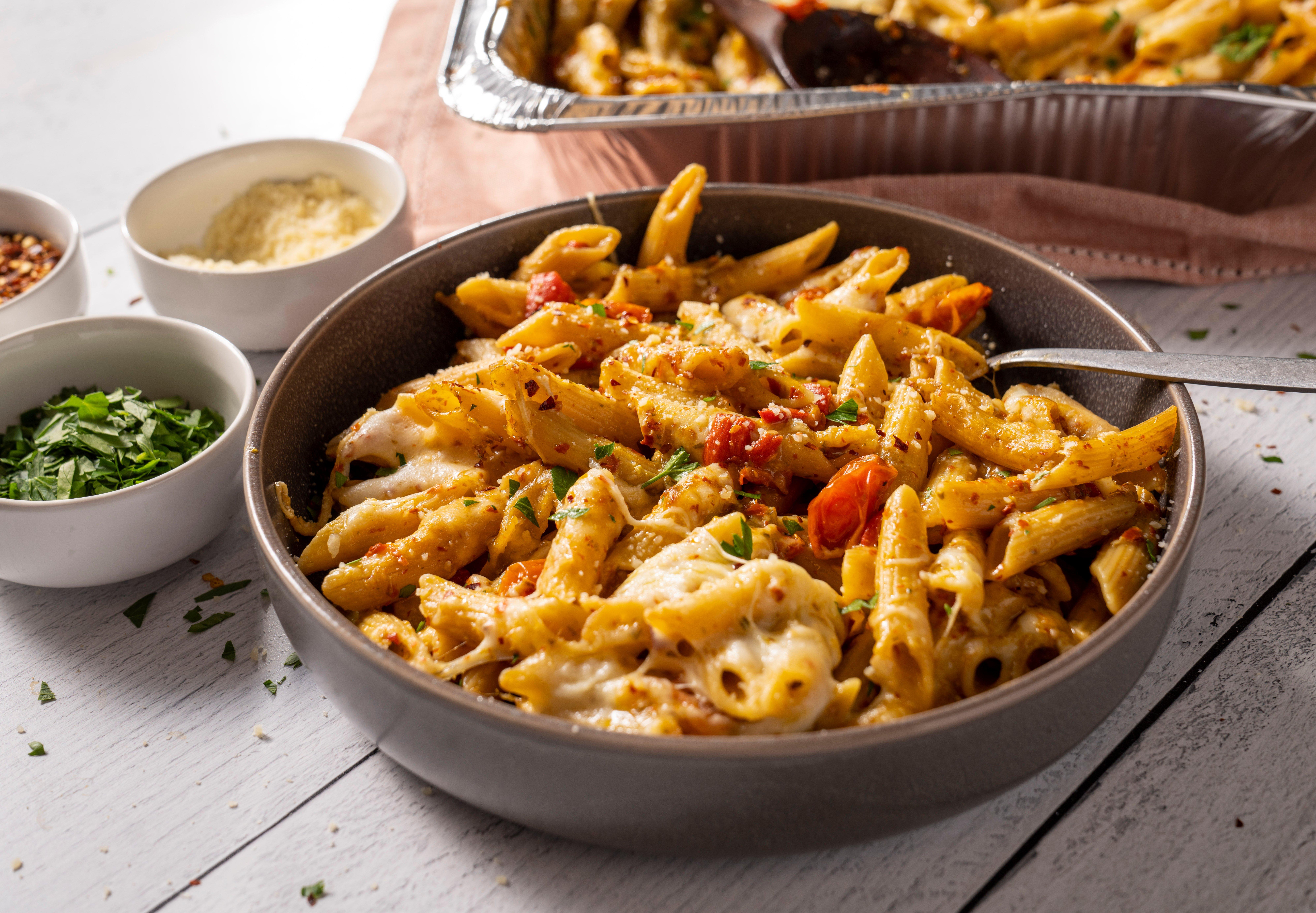 One-Pan,-Pesto-Tomato Pasta Bake-HERO